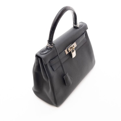 HERMES KELLY 28 NOIR TOGO Y ALLIGATOR 2017