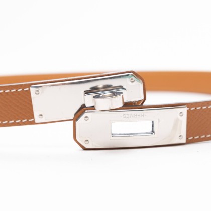 HERMES CINTURON KELLY 18 HERRAJES PLATEADOS