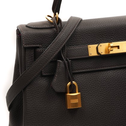 HERMES KELLY 28 CLEMENCE, CHOCOLAT, ALLA CARTÉ 