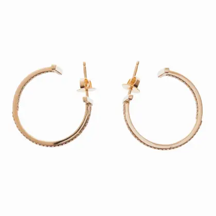 TIFFANY & CO 18K DIAMOND T HOOP EARRINGS