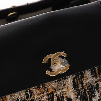 CHANEL SHOPPING BAG TEWWD MIXED FIBERS LEOPARD PRINT