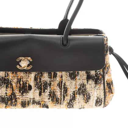 CHANEL SHOPPING BAG TEWWD MIXED FIBERS LEOPARD PRINT
